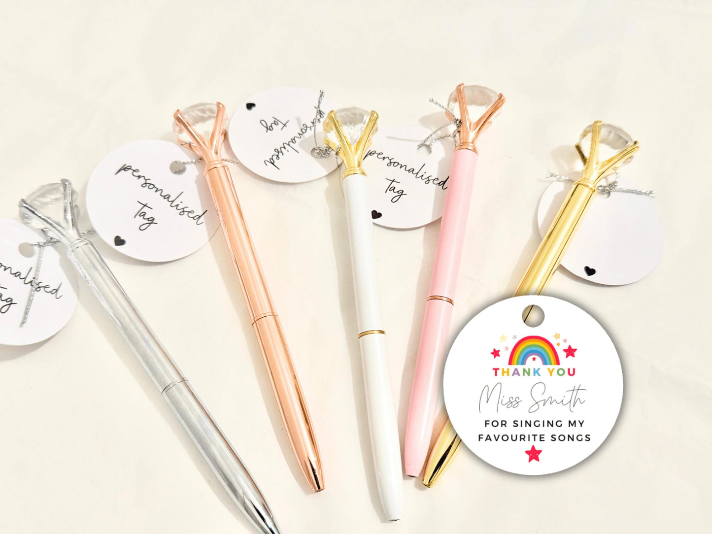Personalised Thank You for Singing My Favourite Songs Pen Tag/ End of Year Teacher Appreciation Gift/ Diamond Crystal Pen/ Nursery Worker