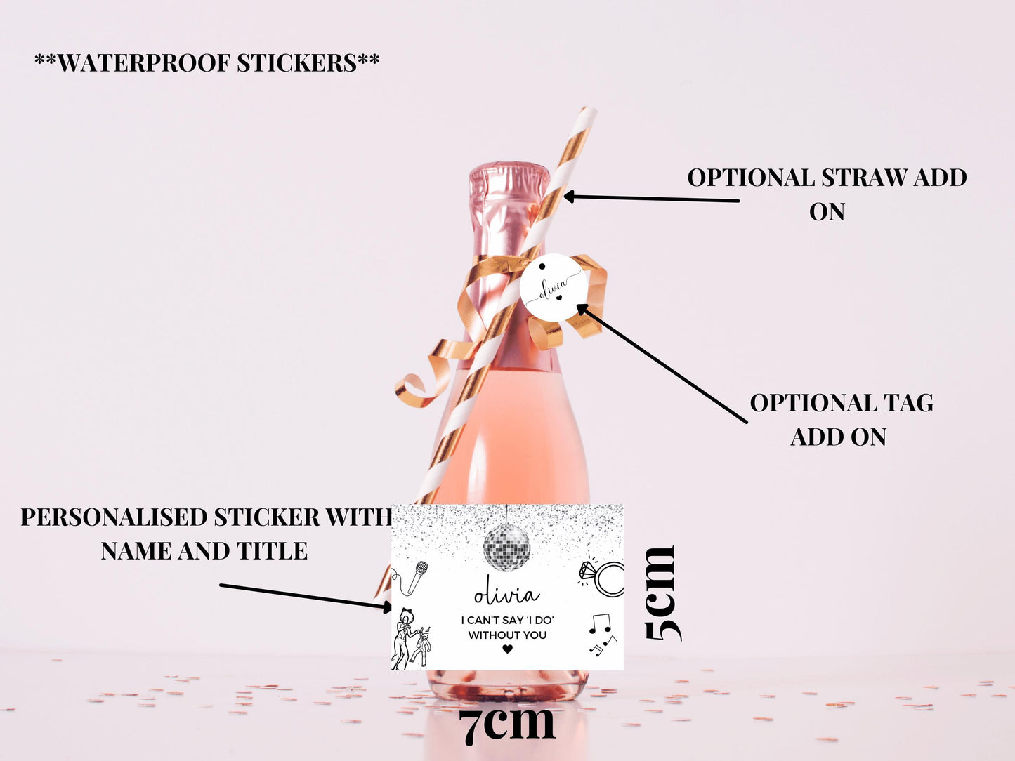 I Cant Say I Do Without You Prosecco Bottle Label/ Silver Disco Ball Hen Party Wine Bottle Sticker/ Team Bride Decor/ Bridesmaid Favours