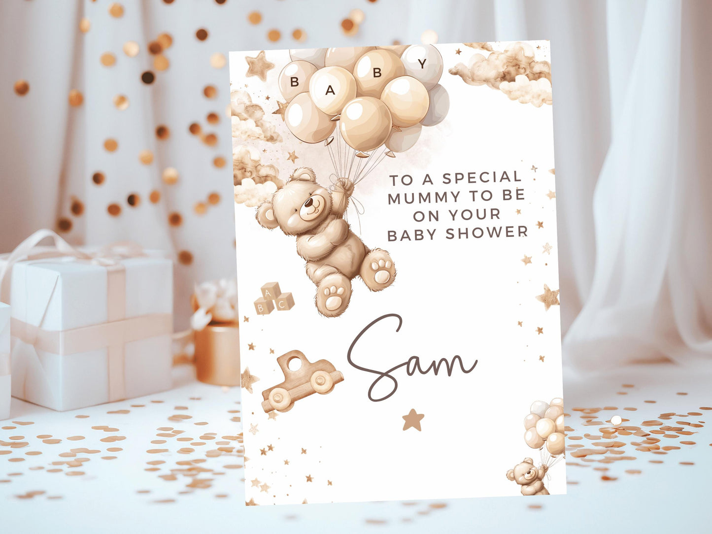 To a Special Mummy to Be on Your Baby Shower Card/ Personalised Baby Shower Gender Reveal/ We Can Bearly Wait Mummy to Be Card