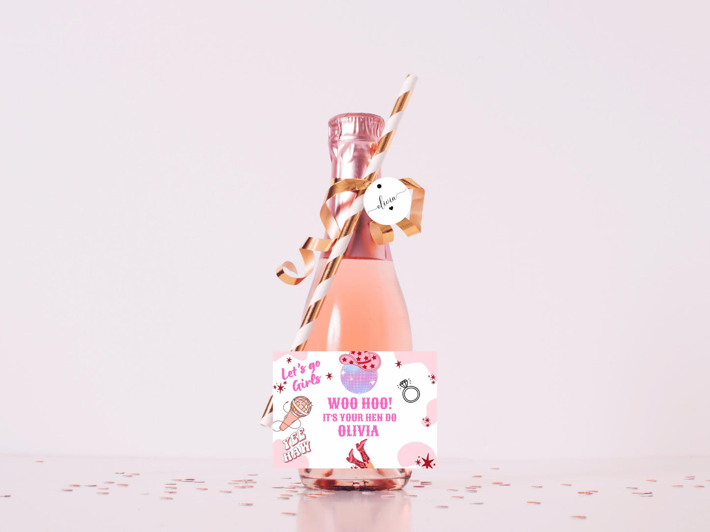 Woo Hoo Its Your Hen Do Mini Prosecco Bottle Label/ Last Rodeo Personalised Bridal Shower/ Let's Go Girls Nashville/ Nash Bash Country