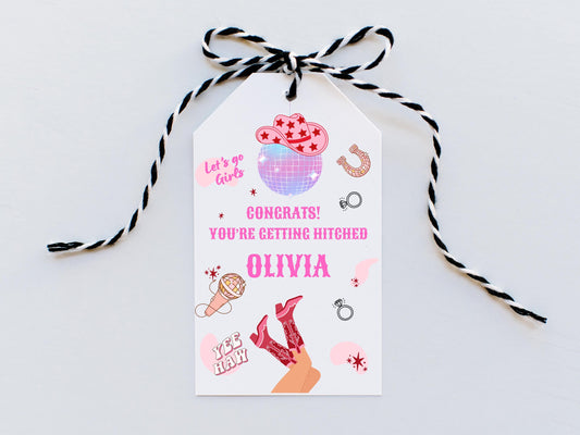 Congrats Youre Getting Hitched Last Rodeo Hen Party Gift Tag/ Personalised Bride to Be Bottle Tag/ Let's Go Girls Nashville Country Cowboy