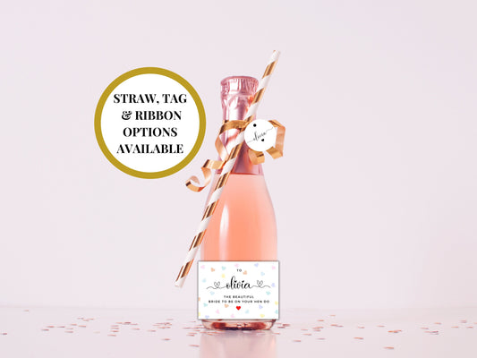To the Beautiful Bride to Be on Your Hen Do Mini Prosecco Bottle Label