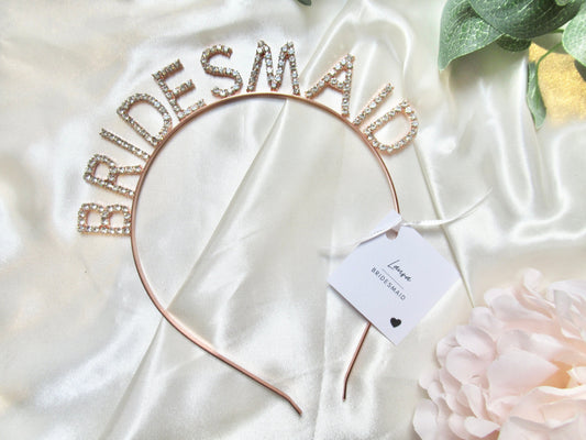 Rose Gold Bridesmaid Diamante Hairband