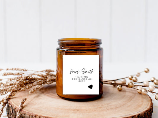 Thank You For Helping Me Grow Candle Label