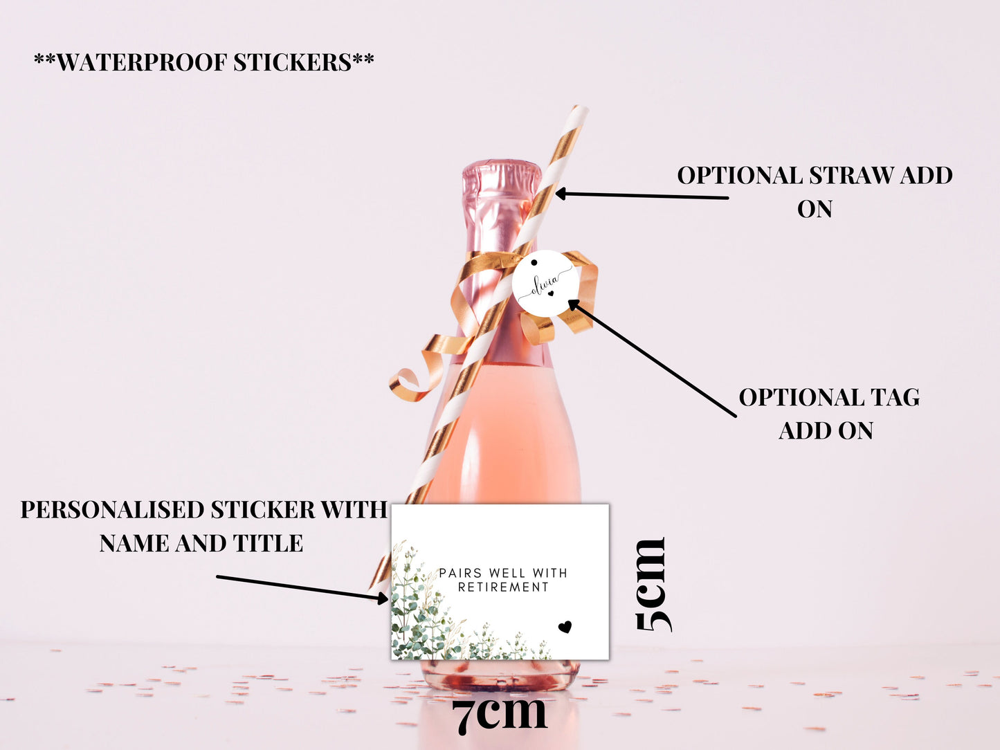 Pairs Well With Retirement Prosecco Bottle Sticker