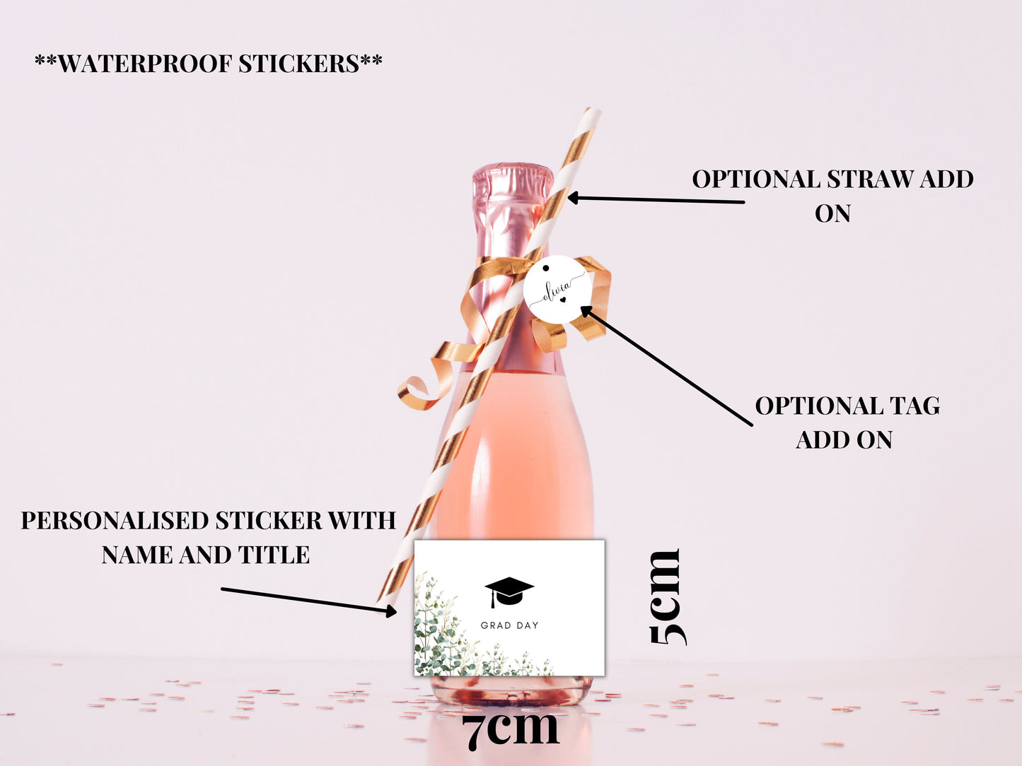 Grad Day Prosecco Bottle Sticker